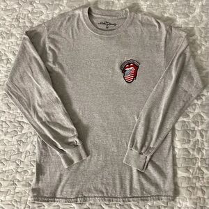 [Size Medium] The Rolling Stones Heather Grey Long Sleeve Shirt Embroidered